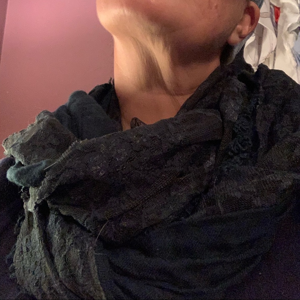 Dark teal lace scarf